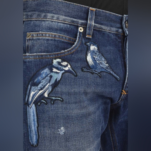 Dolce & Gabbana Indigo Embroidered Birds Jeans